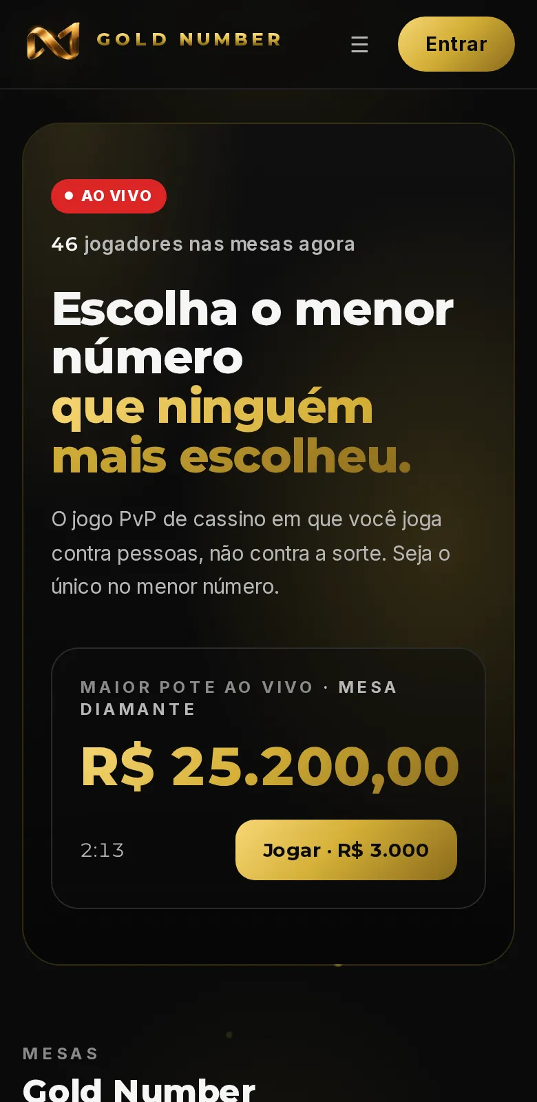 Tela real da demo de Gold Number